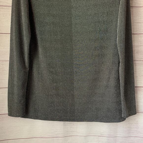 Banana Republic Gray Metallic Shimmer Blouse Long Sleeve Size Large - Picture 6 of 16